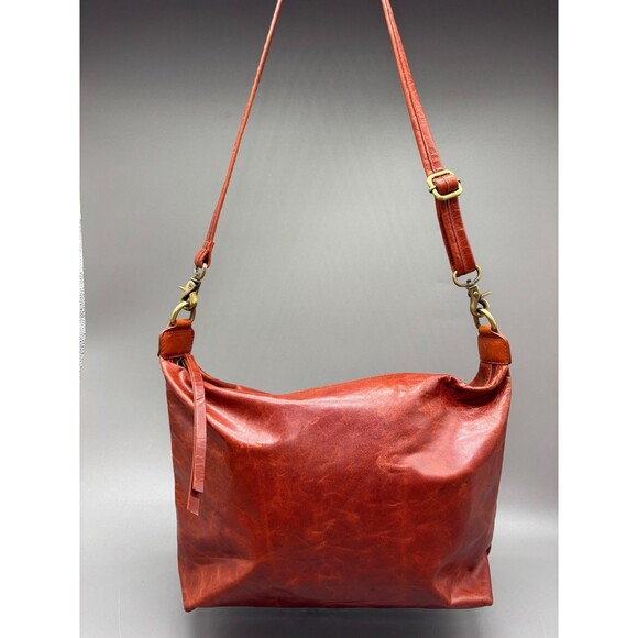 JLP Handbags - JLP Melbourne Genuine Leather Hobo Shoulder Bag Cognac Brown Slouchy Large Zip